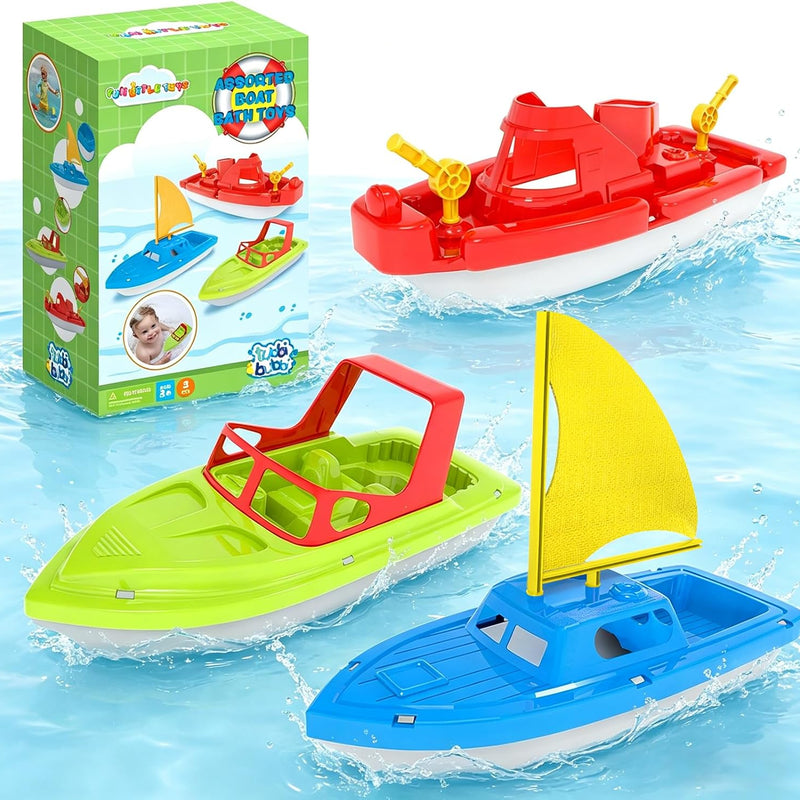 Toy Boat Fleet for Toddlers, Floating Water Play Boats for Pool, Bath & Beach, Colorful Boat Set for Kids Ages 3-5