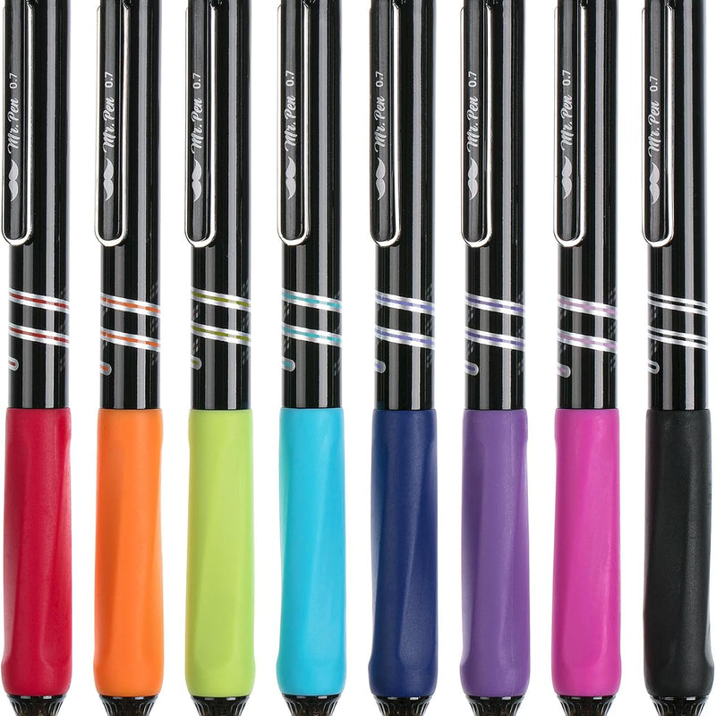 Mr. Pen- Retractable Gel Pens, 8 Pack, 0.7mm Fine Point Colorful Ink | Fast-Dry & Smooth Writing Pens for Note-Taking, Journaling, Office, School & Everyday Use
