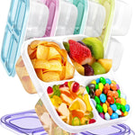 Canfanni 5 Pack Bento Snack Containers, 4 Compartment BPA-free Plastic Food Storage Containers, Divided Lunchable Container, Bento Lunch Box for Work and Travel