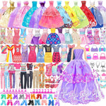 ZITA ELEMENT 101 Pcs Doll Clothes and Accessories Ramdom Style Gift Box Package, 5 Wedding Gowns 2 Fashion Dresses 2 Casual Outfit 2 Swimsuits 67 Accessories for 11.5 inch Doll Clothes for Age 3-10