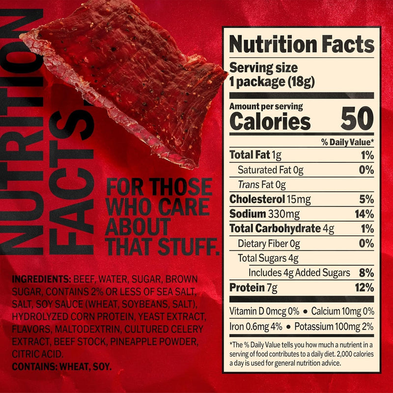 Jack Link's Beef Jerky Multipack - Original - Made with 100% Real Beef - Ready to Eat Real Meat Protein Snacks - 7g Protein per Serving - 0.625 oz Bags (20 Pack)