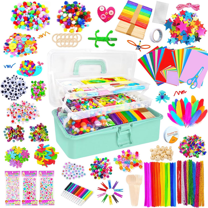 Itopstar 3000 Kids Arts and Crafts Supplies for Kids Crafting Supply in 3 Layered Plastic Art Box All in One Ages 8 9 10 11 & 12 Year Old Girls & Boys Crafting Supply Set