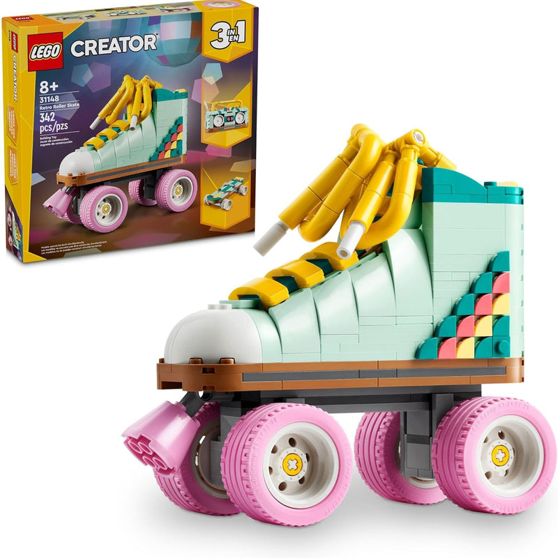 LEGO Creator 3-in-1 Retro Roller Skate Building Kit for Kids Ages 8 and Up with 4 Moving Wheels