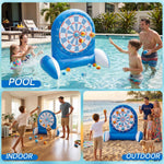 Inflatable Dart Board Water Game for Kids - Pool Toys with Sticky Balls, Safe PVC Material, Add Water for Stability, Includes 10 Balls & Air Pump, Ages 3-12 Family Outdoor Fun