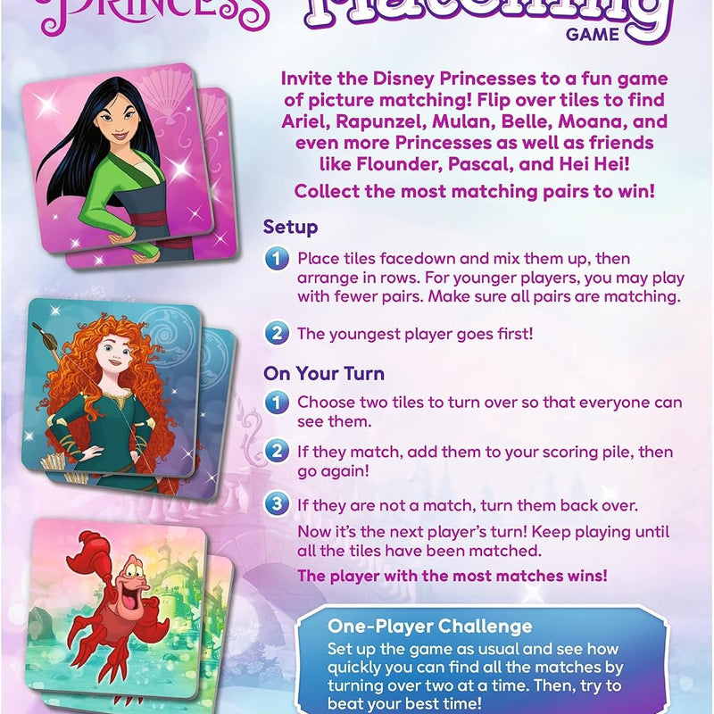 Wonder Forge Disney Princess Matching Game - Fun Memory Game for Kids Ages 3 and Up - Toddler Learning Toy Featuring Belle, Ariel, and Elsa and More Disney Princesses - Packaging May Vary