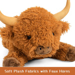 Wepop 5lbs Highland Cow Weighted Stuffed Animals, 22in Giant Highland Cow Gift Plush Toy,Adorable Stuffed Animal for Kids and Adults Highland Cattle Plushie Pillow Decor