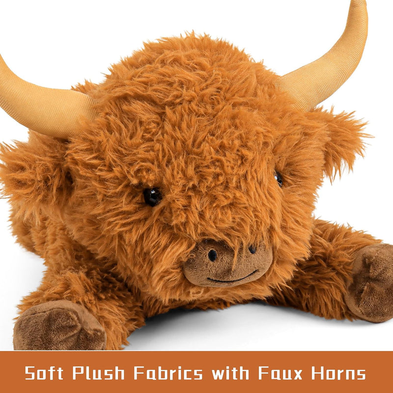 Wepop 5lbs Highland Cow Weighted Stuffed Animals, 22in Giant Highland Cow Gift Plush Toy,Adorable Stuffed Animal for Kids and Adults Highland Cattle Plushie Pillow Decor