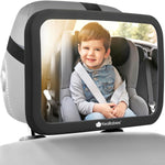 KeaBabies Baby Car Seat Mirror, Wide View, Shatterproof (Matte Black) | Backseat Infant Car Mirror for Baby Rear Facing, Crystal Clear View, Travel, Easy Install & Adjust for Removable Headrest