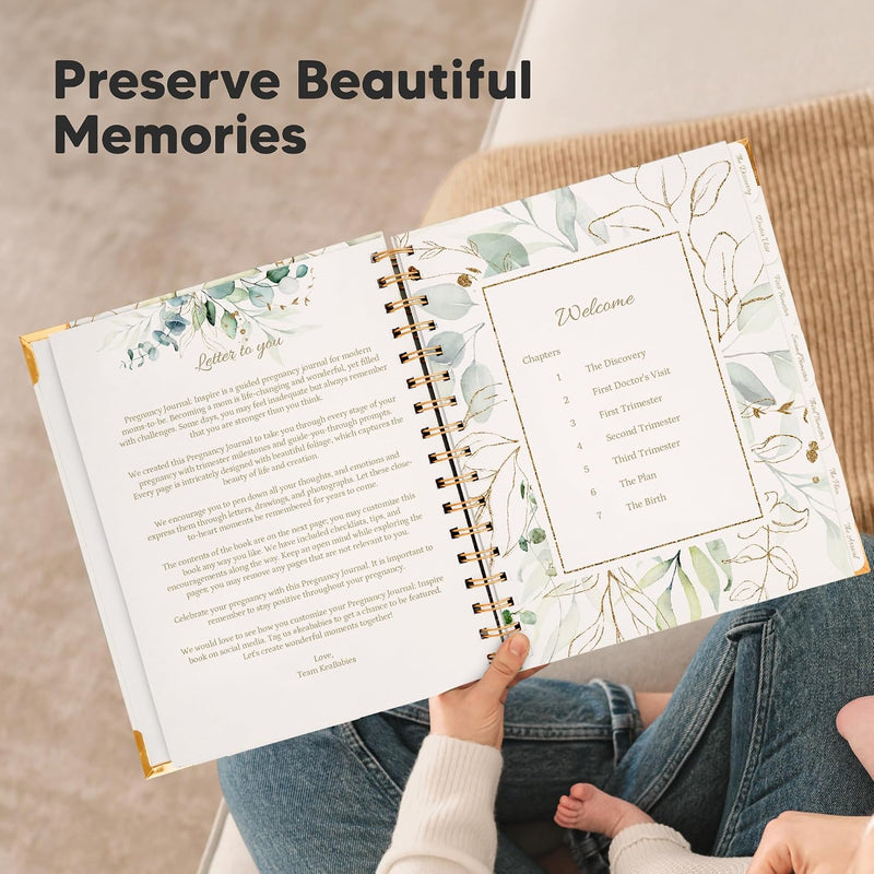 Pregnancy Journal for First Time Moms Gifts - 90 Pages Hardcover (Alpine) | Pregnancy Memory Book, Beautiful & Cute Baby Book Keepsake, Ultrasound Baby Scrapbook, Mom To Be Gift