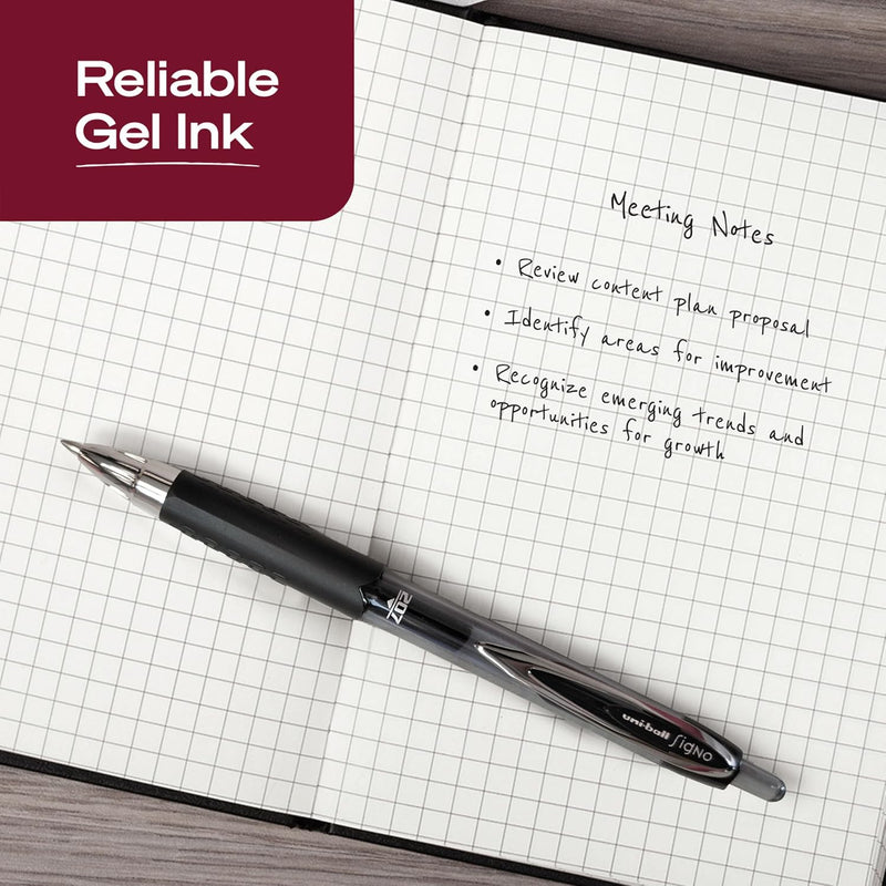 uniball™ 207 Gel Pens, Black Ink, 0.7mm Medium Point, Retractable, 12 Count, Smooth Writing, Fraud-Resistant, uni Super Ink™