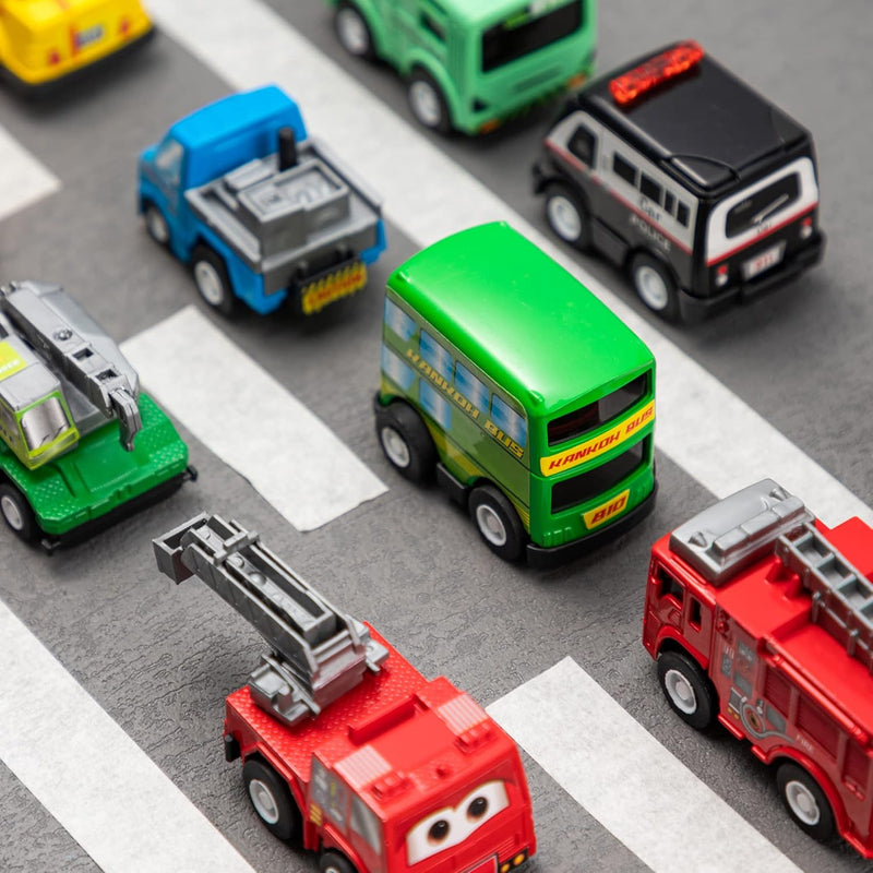 joyin friction powered 18 pcs pull back city cars and trucks toy vehicles set for toddlers and kids