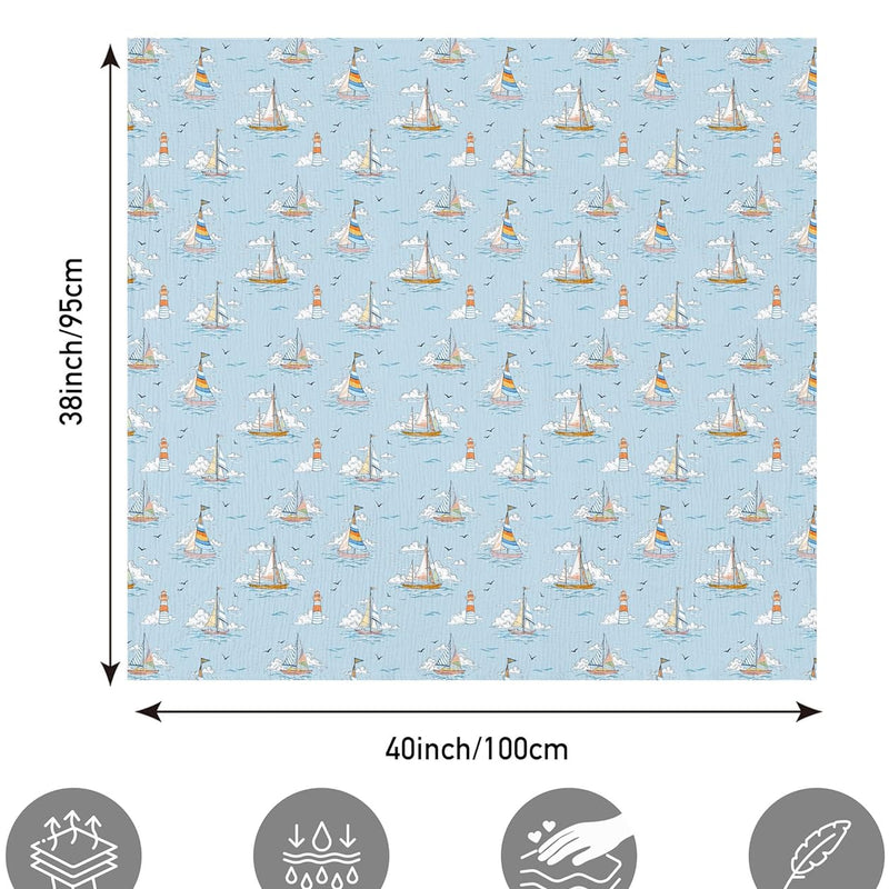 Muslin Swaddle Blankets for Newborn, 3 Pack Breathable Soft Receiving Blanket, Large 38 x 40 inches Swaddle Wrap Burping Clothes, Essentials Infant Shower Items, Toddler Gift (Blue Sea)