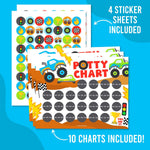 Hadley Designs Potty Training Chart for Toddlers Boys -10 Sticker Potty Chart for Toddlers Boys, 8.5x11" Potty Training Sticker Charts for Toilet Success, Monster Truck Toddler Reward Chart for Kids