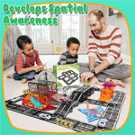 Magnetic Tiles Road Set with Pullback Car, Compatible with Major Brands, Ages 4-8, STEM Building Toy for Kids