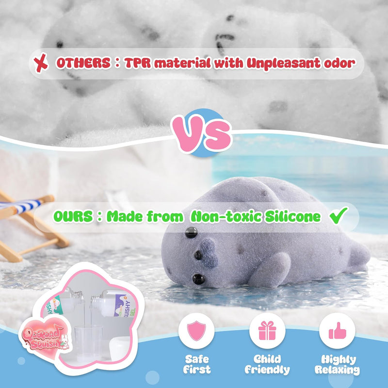 Handmade Taba Seal Squishy Stress Relief Toys - Ultra Soft Silicone Squeeze Toys for Kids & Adults, Reusable Non-Violent Squishy Toys for Stress Relief & Relaxation