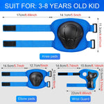 Wemfg kids protective gear set for 3-14 years toddlers with knee, elbow pads and wrist guards for skating, cycling and rollerblading