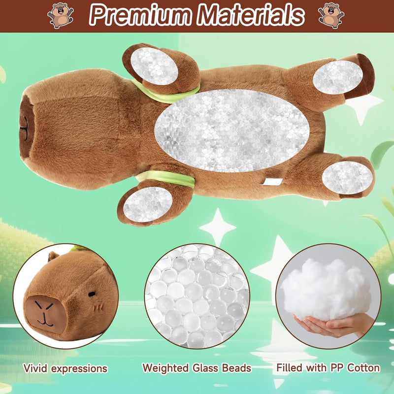 SQEQE Weighted Stuffed Animals Capybara Plush, Weighted Capybara Stuffed Animals with Turtle Backpack, Soft Pillow Toy for Kids Adults, Birthday Present & Valentines Gifts 9.8 Inch, 0.8 Lb