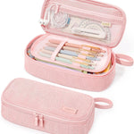 SUNEE Cute Pencil Case, Soft Corduroy Large Capacity Pencil Pouch, Aesthetic Zipper Pencil Bag, Big Storage Pen Organizer for Stationery, Pencil Box Back to School Supplies for Teen Girls Boys, Beige