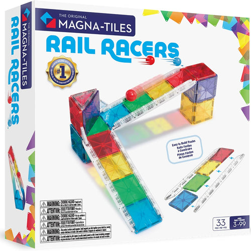 MAGNA-TILES Rail Racers 33-Piece Magnetic Construction Set, The Original Magnetic Building Brand