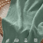 Blissful Diary Muslin Nursing Cover for Breastfeeding, Breathable Breastfeeding Cover up with Arch Neckline for Women, Nursing Apron (Roman Green)