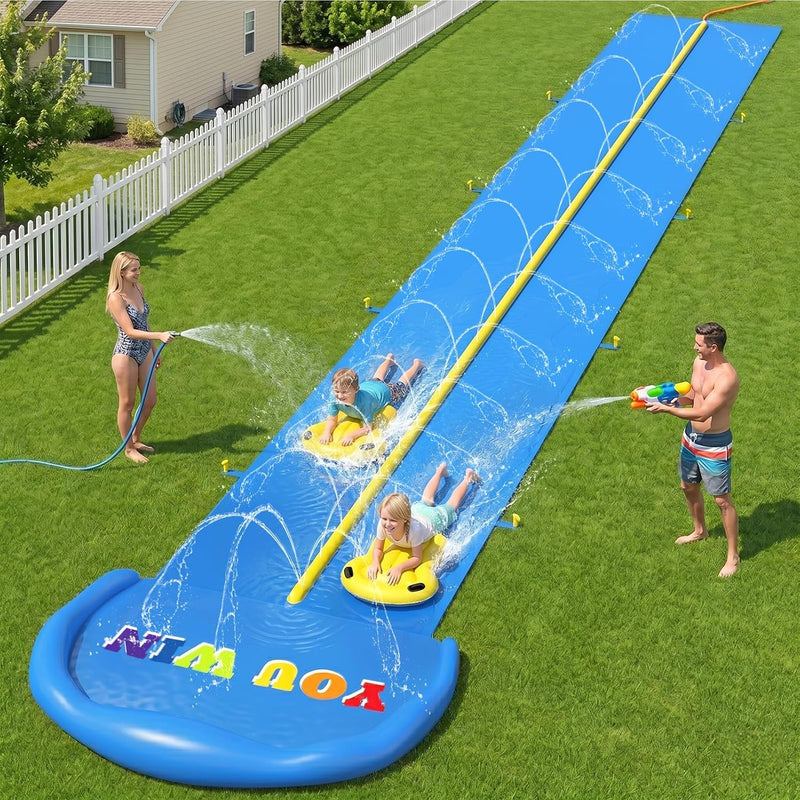 Evoio Water Slide, 32.8FT Inflatable Splash Water Slip with 2 Racing Lanes for Kids Boys Girls Adults, Water Slide Outdoor Water Toys for Backyard Garden