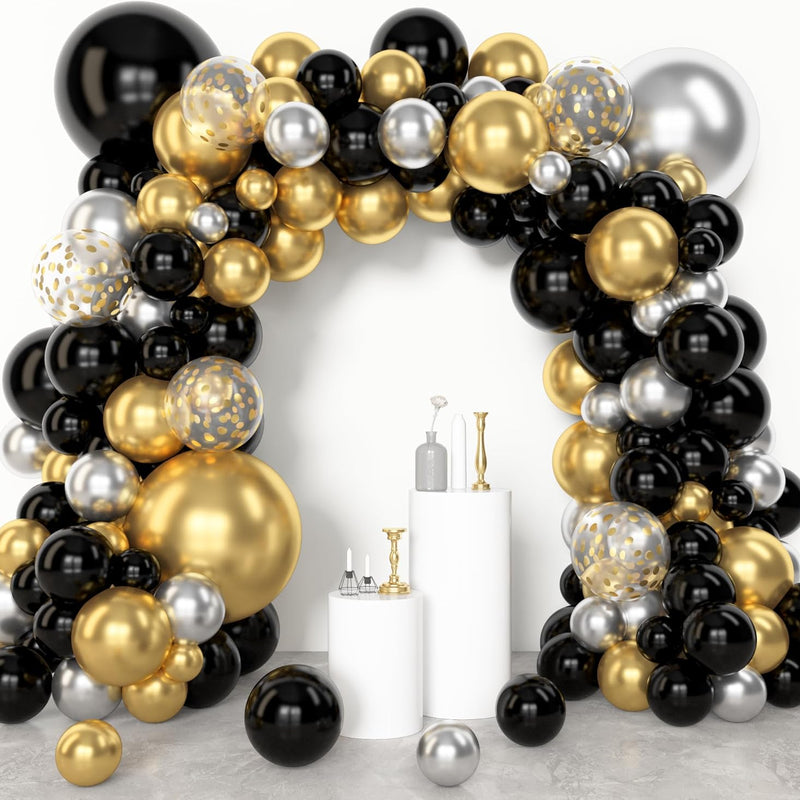 Amandir 153pcs Dusty Blue Balloon Garland Arch Kit Different Sizes Blue White Sand Latex Metallic Confetti Gold Balloons Baptism Birthday Boho Baby Shower