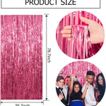 2-Pack Pink Foil Fringe Tinsel Party Backdrops for Birthdays, Bachelorettes, Graduations, and More