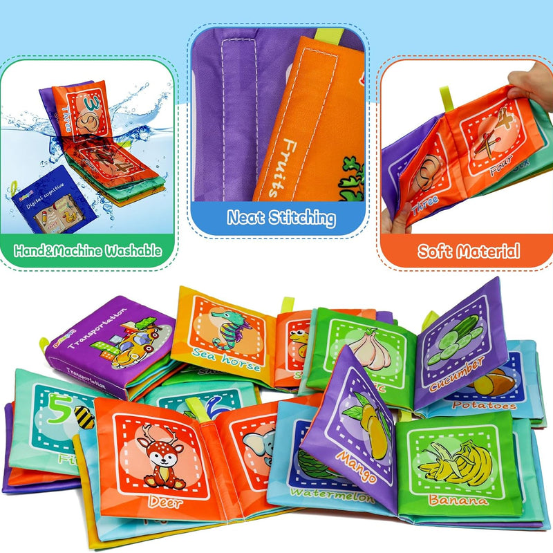 Dr.Rapeti 6 Pack Soft Books, Cloth Book, Bath Book, Baby Book, Crinkle Book | Baby Shower Toy, Washable, Nontoxic, Educational Learning Toy, Sensory Book, Baby Soft Cloth Book, Crinkle Soft Book