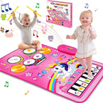 Baby Music Mat 3 in 1 Piano Drum Animal Touch Unicorn Toy for 1 2 Year Old Girls