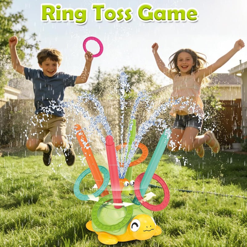 Sprinkler for Kids Water Toys: 3-in-1 Turtle Sprinkler Toys | 360° Rotating Spray, Snail Plash Ring Toss Game, Backyard Outdoor Summer Water Game, For Boys Girls for Kids Ages 3-8