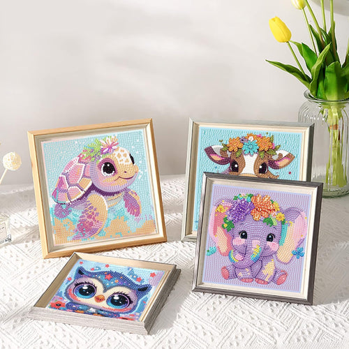 Acelii 6 Pack 5D Cartoon Diamond Painting Kits for Kids Beginners | Cute Animals DIY Diamond Art Kit for Kids,Full Round Drill Big Gem Art for Kid,Home Wall Decoration 6X6 inch