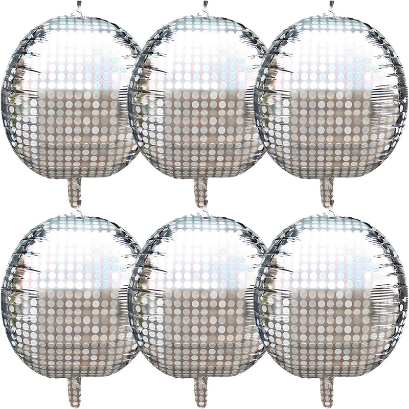 Silver Disco Balloons 10PC Set 10in & 18in Round Balloons 70s 80s Theme Party Decorations