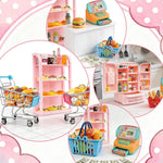 164Pcs Mini Shopping Cart Basket Miniature Food Drink Toy Supermarket Metal Handcart Trolley DollHouse Store Grocery Accessories Kitchen Play Game Party Model Shelves Cash Register Refrigerator Fridge