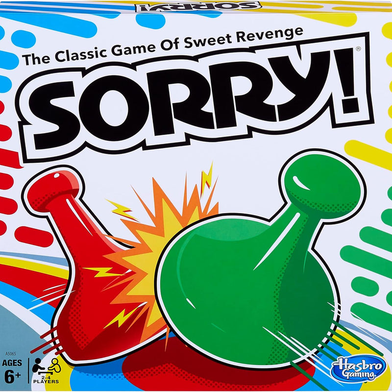Classic Sorry! Hasbro Board Game for Kids Ages 6 and Up with 4 Pawns and Family Game Night Fun