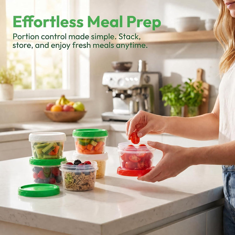 8oz Small Plastic Freezer Food Containers with Lids, 1 Cup, 12pcs | Airtight & BPA-free for fresh food. Dishwasher/freezer safe, perfect for daily meal prep, portion control,snacks on-the-go.