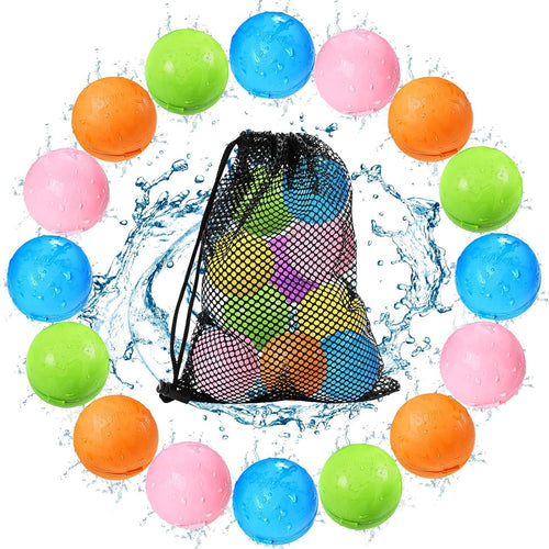 Tlitlimom 16Pcs Reusable Water Bomb Balloons, Pool Beach Toys for Kids ages 3-12, Summer Toy Water Toy for and Girls, Outdoor Activities Water Games Toys Self Sealing Water Splash Ball for Fun