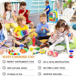 Toddler 32-PC wooden percussion instruments set for kids musical learning and education