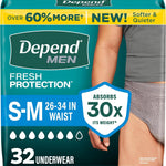 Depend Fresh Protection Adult Diapers for Men, S/M, 32 Count