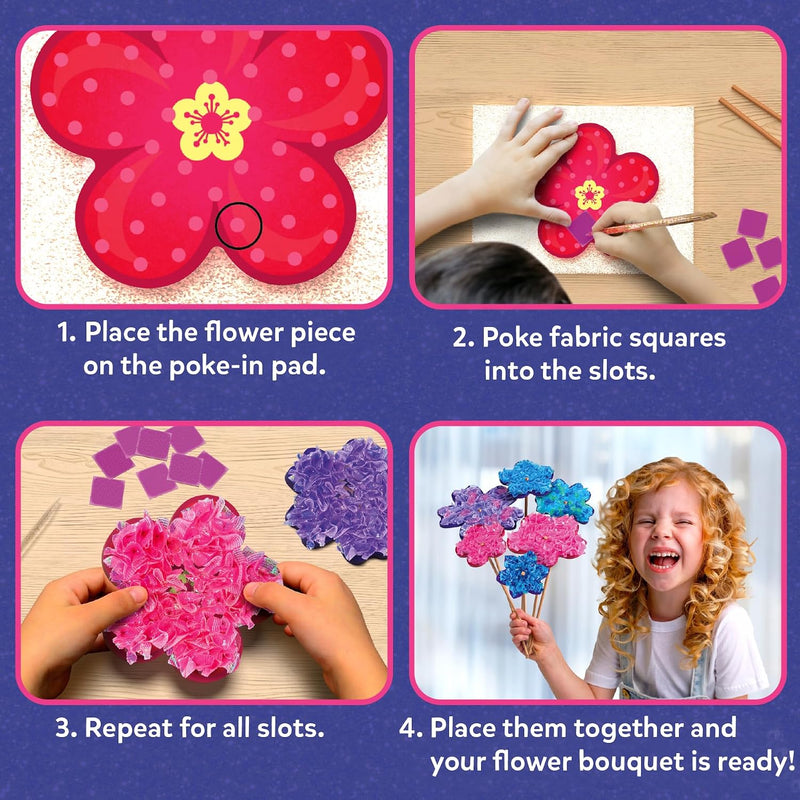 Skillmatics Poke-in Art – Flower Bouquet, Wood Craft Kit, Gift for Kids | Mess-Free, DIY Room Decor, Fine Motor Skills, Pretend Play, Screen-Free Travel Activity, Girls & Boys Ages 4, 5, 6, 7, 8, 9