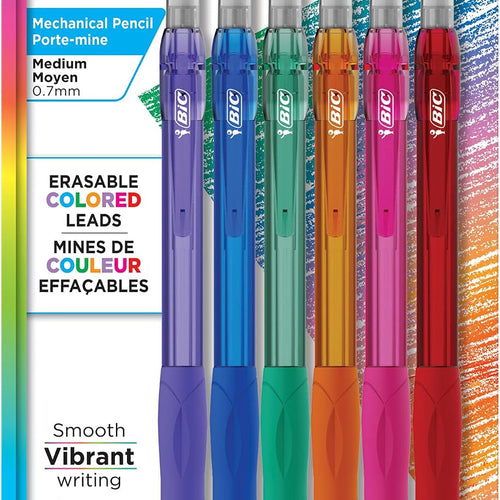 BIC Velocity Mechanical Pencils with Colored Leads, Medium Point (0.7 mm), School Supplies for Color-Coding Notes and Drawings, 6-Count Pack in Assorted Colors