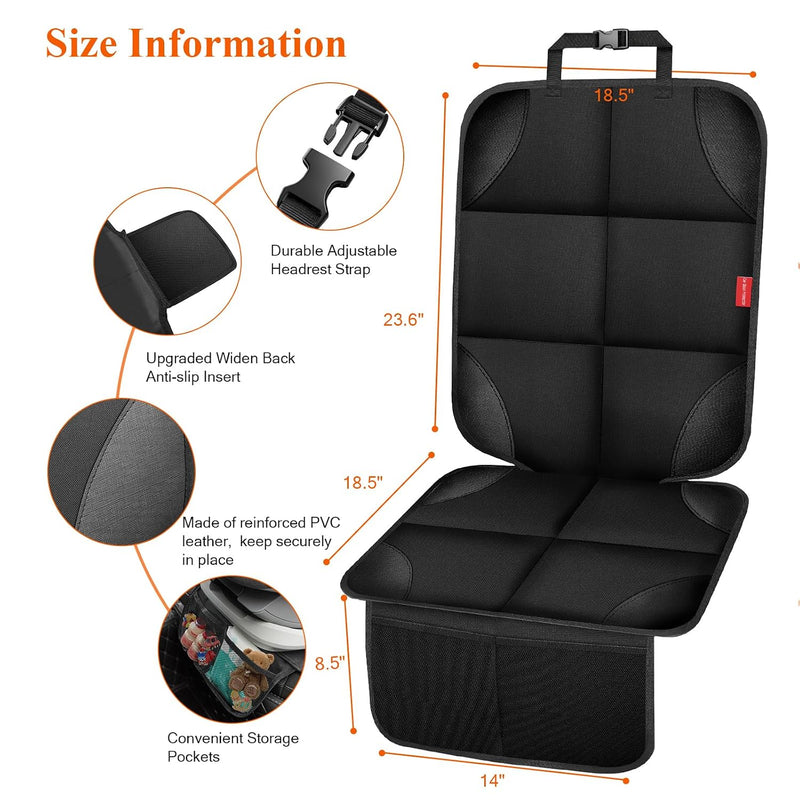 Car Seat Protector, Carseat Seat Protectors with Thick Padding No Imprints | Non-Slip Backing, Waterproof, Universal Fit, Heat Resistant, 600D Fabric Car Seat Covers with Storage Pockets for Baby