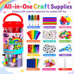 FUNZBO Arts and Crafts Supplies for Kids - Toddler DIY Craft Set | with Glitter Glue Sticks, Pipe Cleaners, Pom Poms , Popsicle Sticks Tools for School, Birthday Gifts for Boys & Girls Ages 4+