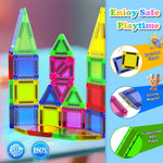 Mini Magnetic Tiles, 40 PCS tin travel magnetic tiles for kids age 3+, STEM educational building set