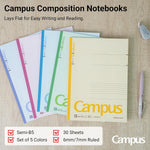KOKUYO Composition Notebooks, 5 Pack Campus Semi-B5 Comp Book with B 6mm Ruled, 30 Sheets, Classic School Lined Notebook, Journal Notebook for Women Work Study Note Taking (NO-3CBNx5)