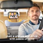 TAZENI Baby Car Mirror for Rear Facing Car Seat, Patented Stable Hook Clip | Shatterproof, 360° Rotation, Crystal Clear View, Easy Install, Crash-tested, Baby Shower Gifts for Infants Safely, Black