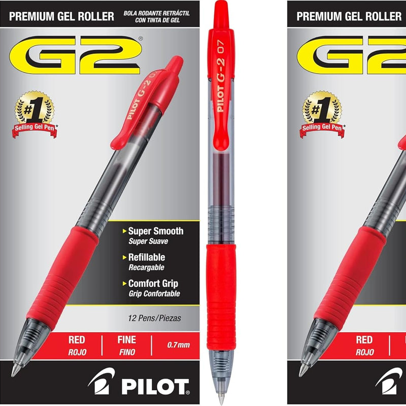 PILOT G2 Premium Refillable & Retractable Rolling Ball Gel Pens, Fine Point, Black Ink, 12 Count (Pack of 1) (31020)
