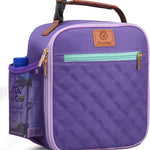Genteen Kids Lunch Box Insulated Soft Mini Cooler with Bottle Holder, Lightweight Reusable Easy-Clean Lunch bag for Girls, Boys Back to School-Purple