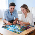 500-Piece Seaside Holiday Jigsaw Puzzle for Adults, Interlocking Letter-Backed Pieces