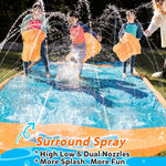 Spring Water Slip and Water Slide for Kids Backyard, 22ft*3 Racing Lanes Slip Water Slides with Sprinkler for Age 5-8 8-12, Summer Outdoor Water Toy with 3 Inflatable Bodyboards
