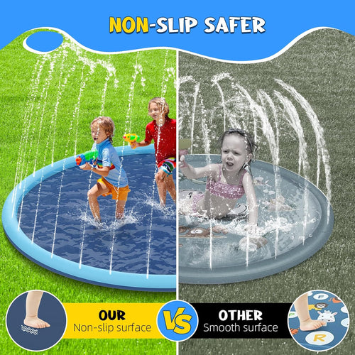 80" Non-Slip Splash Pad for Kids and Dogs, Premium Inflatable Slide with Anti-Slip Safety and Quick Inflation